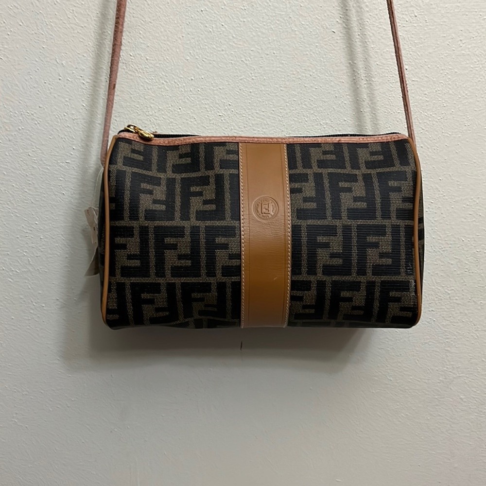 COPY - Fendi Zucca Cognac Saddle Coated Canvas Crossbody Bag